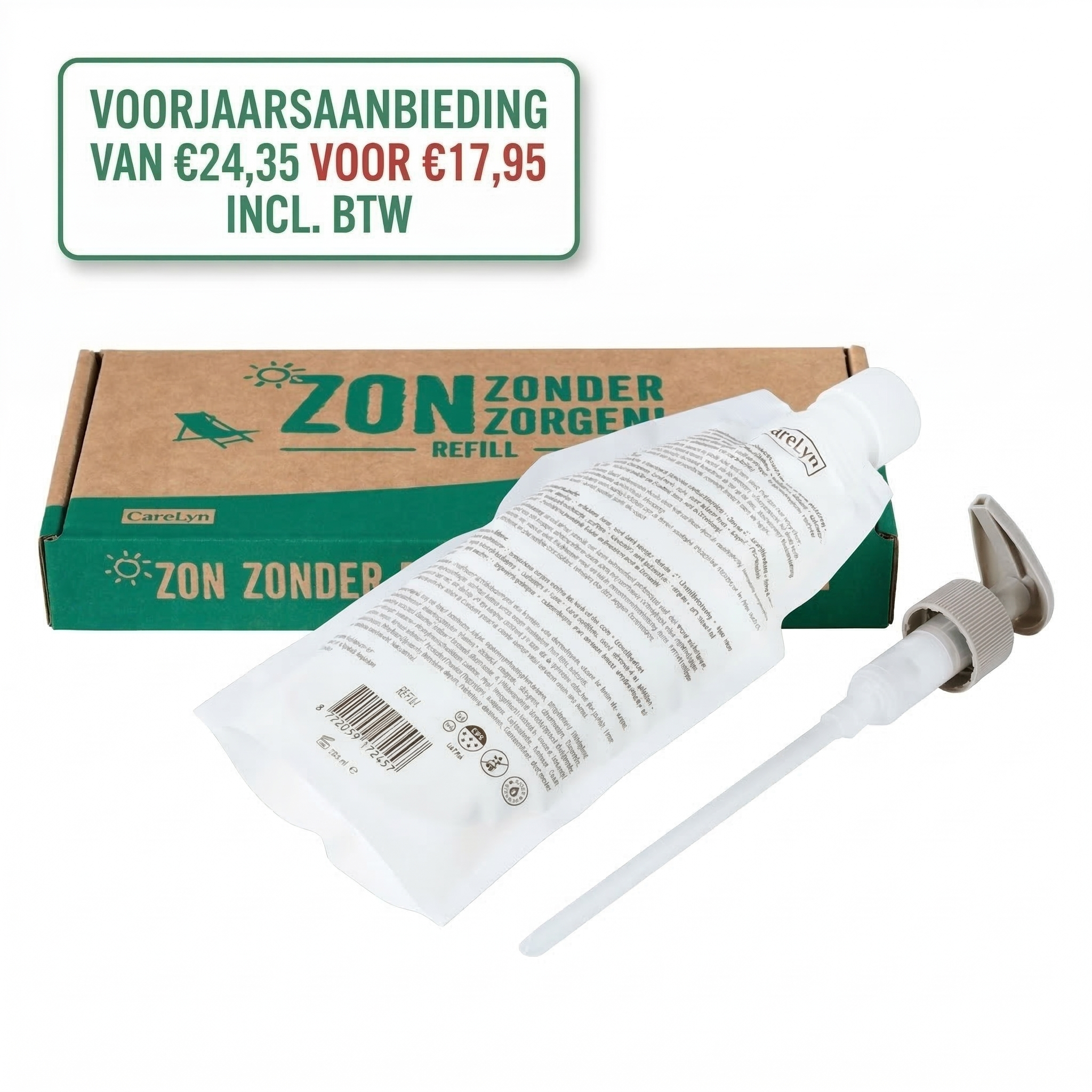 Navulling Reisdispenser 300ml SPF30 microplasticvrije zonnebrandcréme